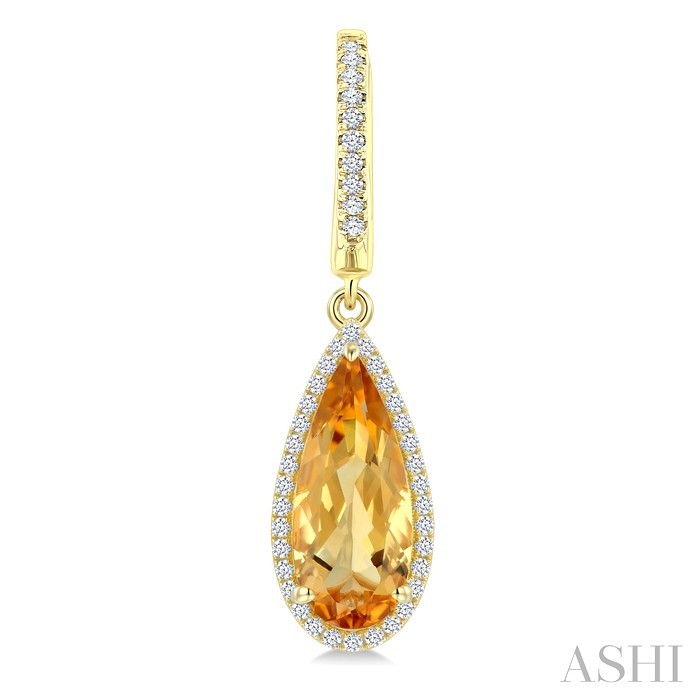 Evoque Gemstone Pear Shape & Halo Diamond Earrings