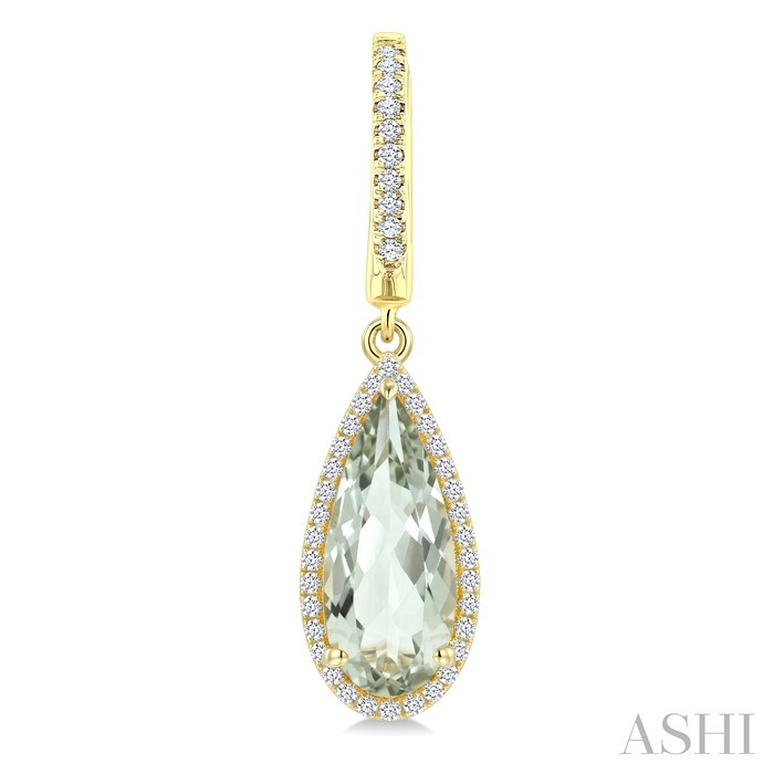 Evoque Gemstone Pear Shape & Halo Diamond Earrings