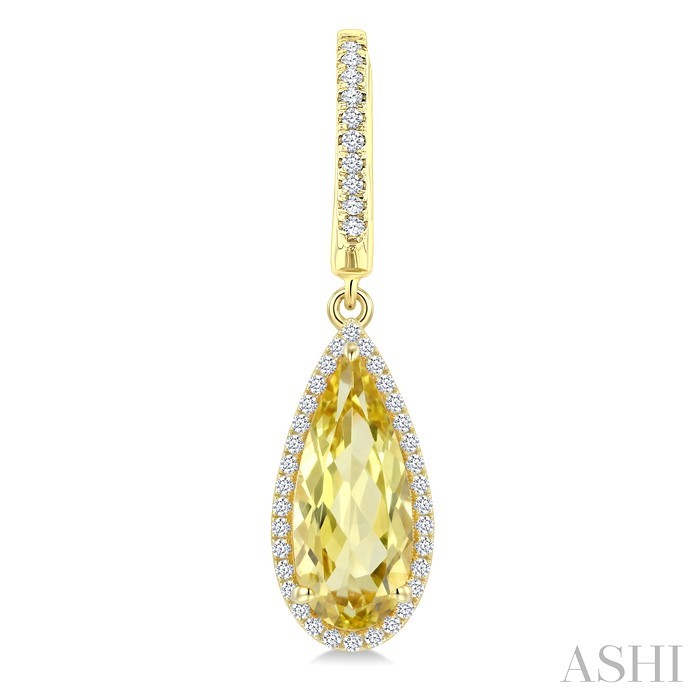 Evoque Gemstone Pear Shape & Halo Diamond Earrings