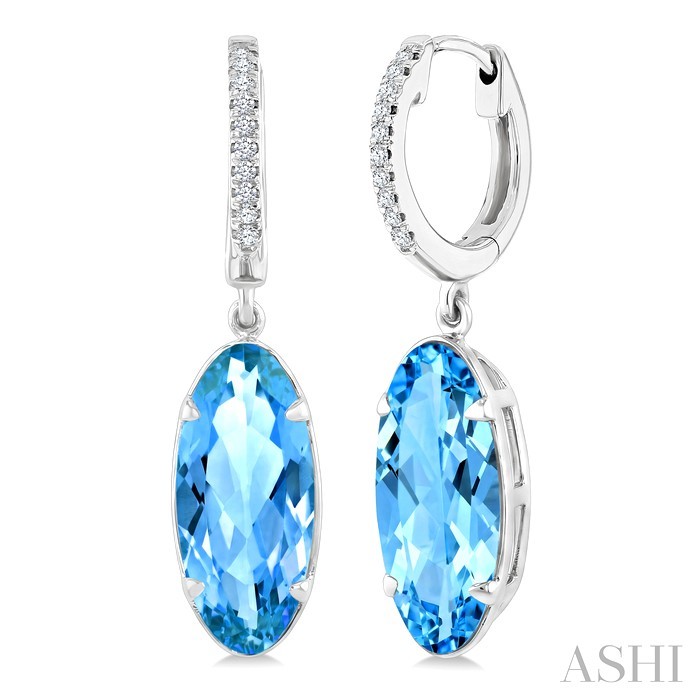 Oval Shape Gemstone & Diamond Earrings