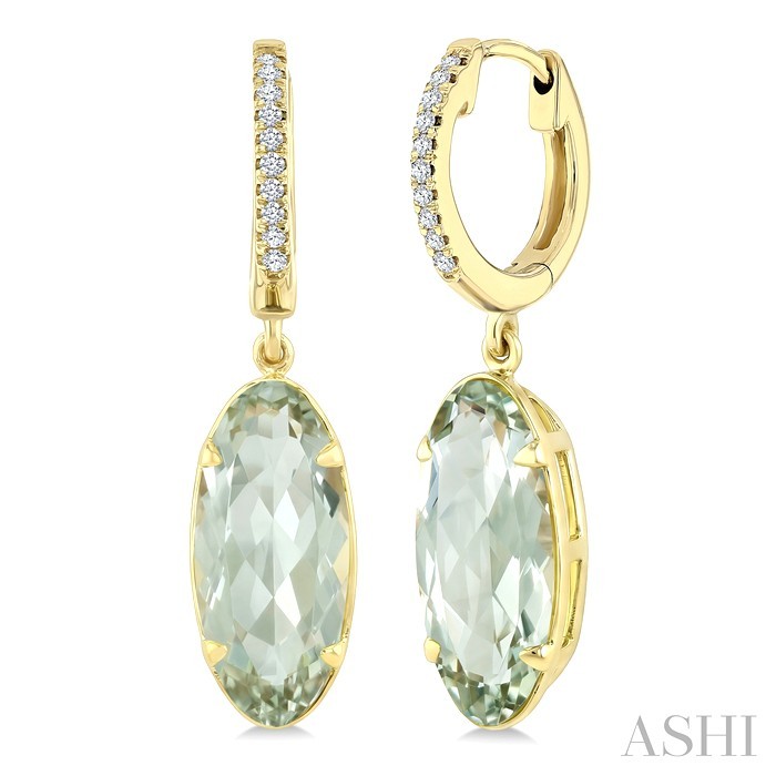 Oval Shape Gemstone & Diamond Earrings