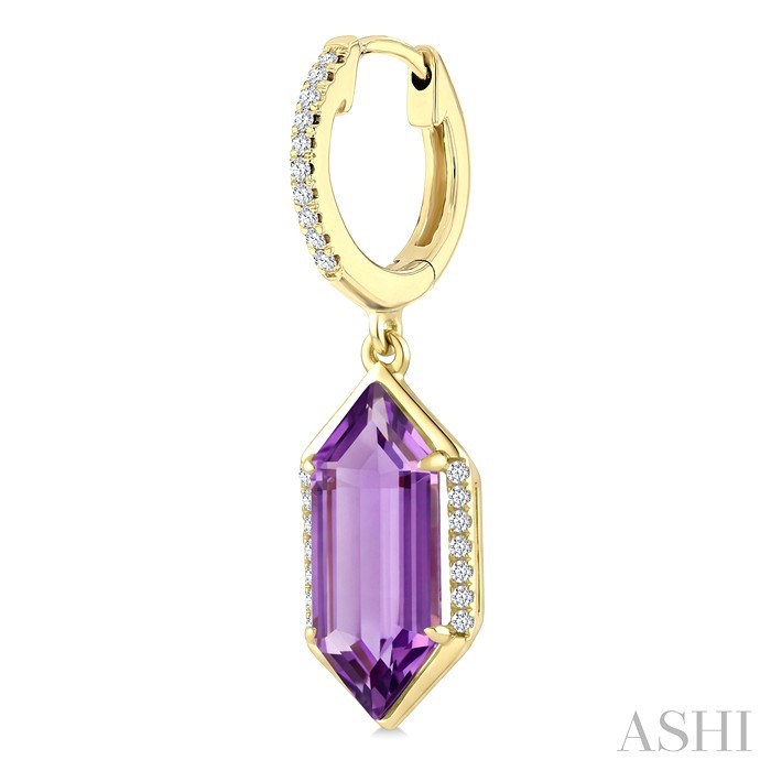 Evoque Gemstone Hexagon Shape & Diamond Earrings