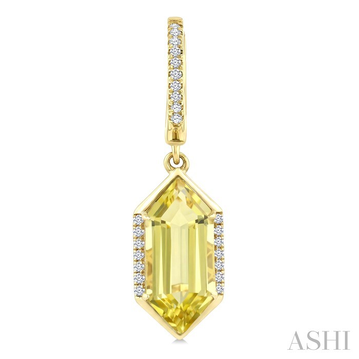 Evoque Gemstone Hexagon Shape & Diamond Earrings