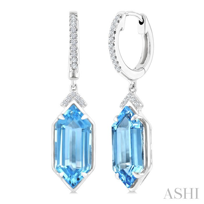 Hexagon Shape Gemstone & Diamond Earrings