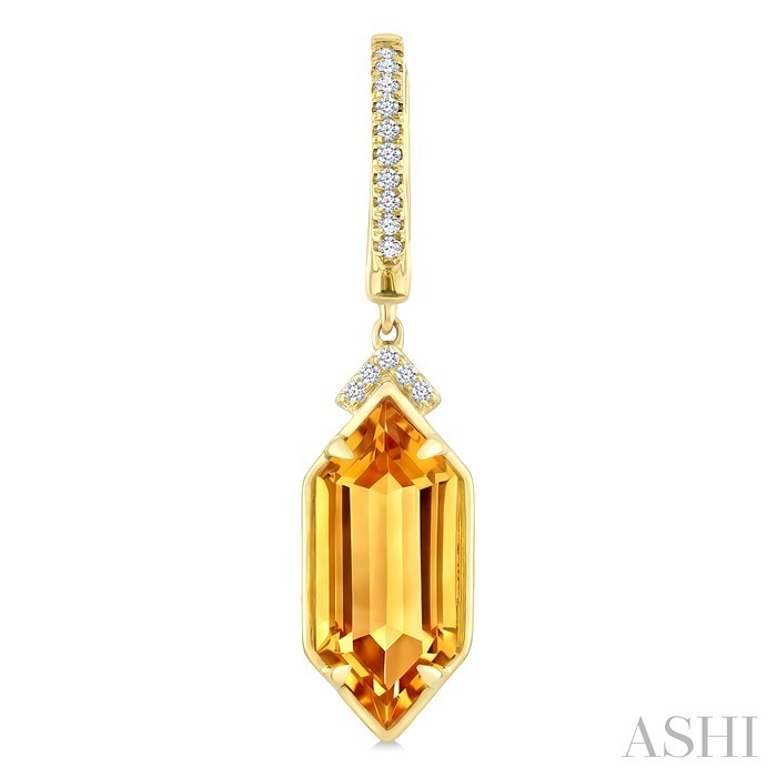 Evoque Gemstone Hexagon Shape & Diamond Earrings