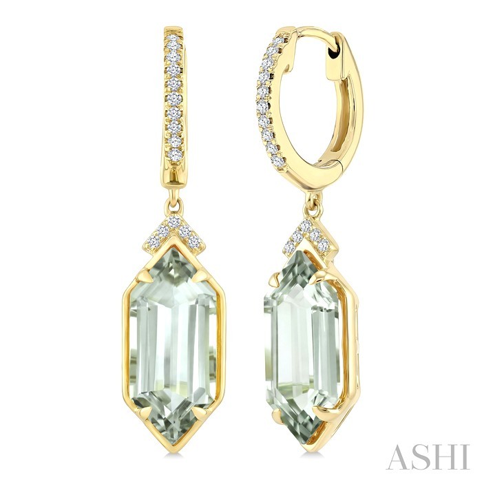 Evoque Gemstone Hexagon Shape & Diamond Earrings