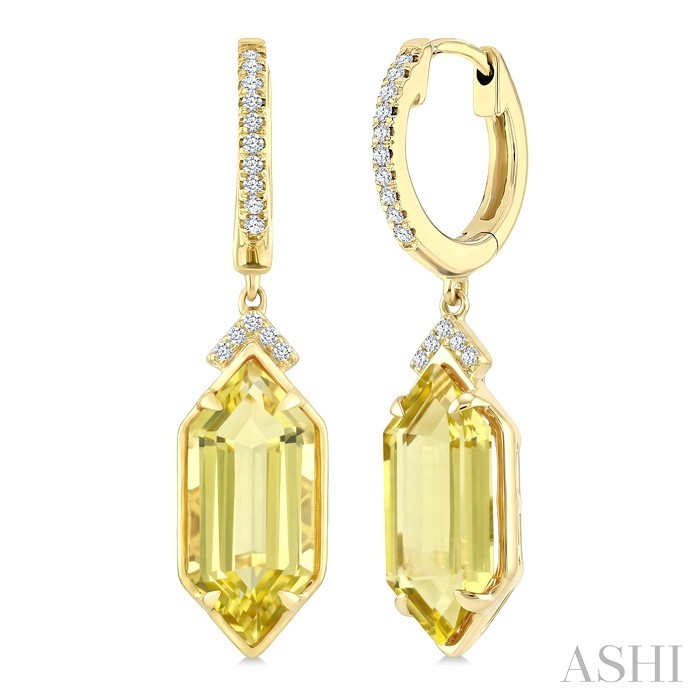 Evoque Gemstone Hexagon Shape & Diamond Earrings
