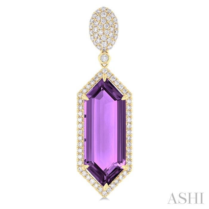 Evoque Gemstone Hexagon Shape & Halo Diamond Earrings