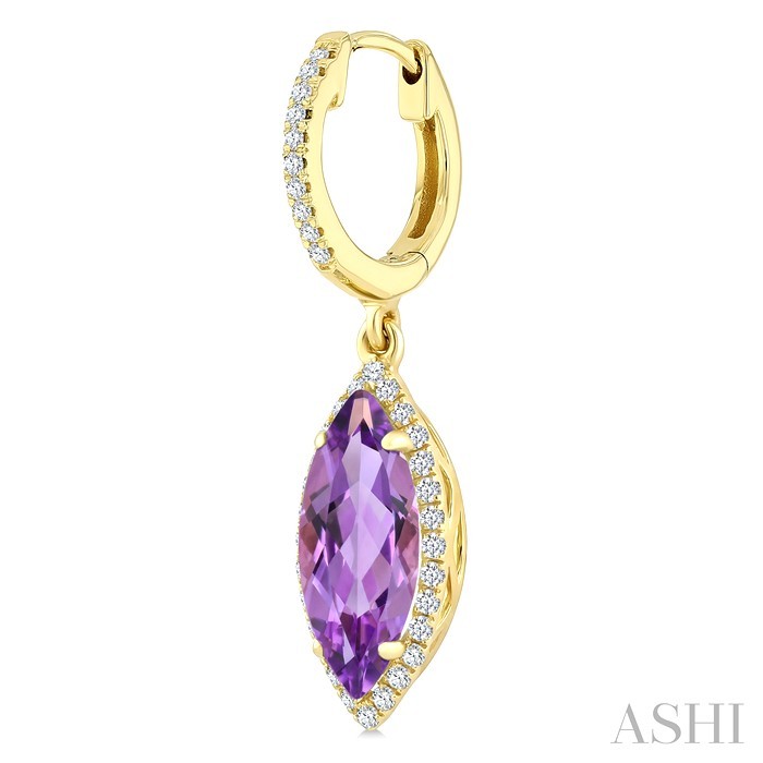 Evoque Gemstone Marquise Shape & Halo Diamond Earrings