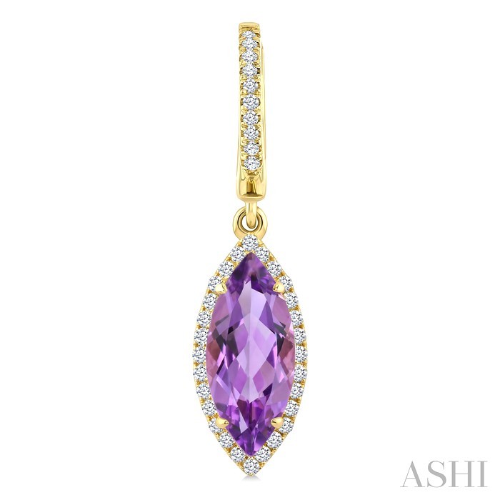 Evoque Gemstone Marquise Shape & Halo Diamond Earrings