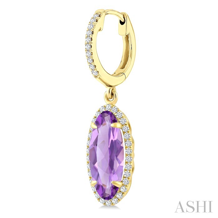 Oval Shape Gemstone & Halo Diamond Earrings