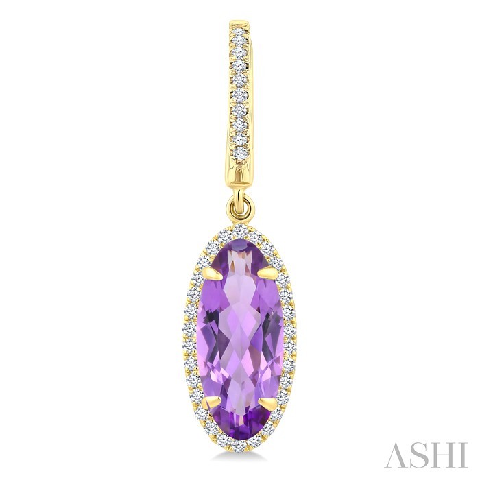 Oval Shape Gemstone & Halo Diamond Earrings