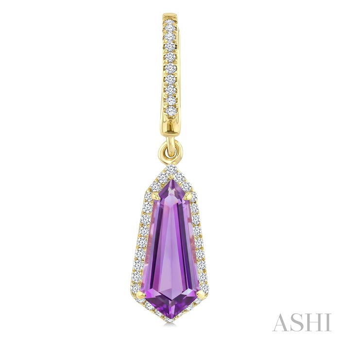 Evoque Gemstone Shield Shape & Halo Diamond Earrings