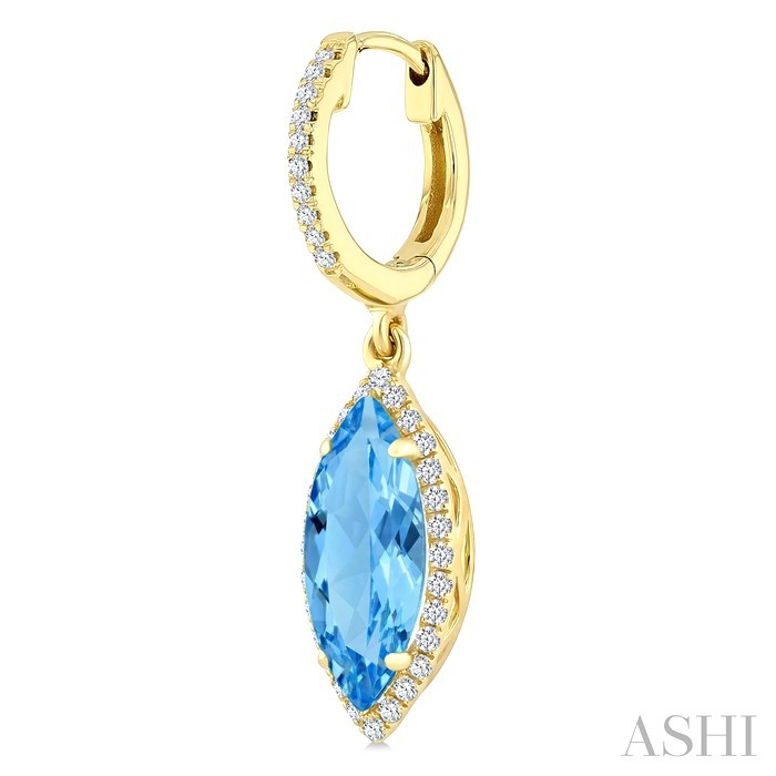 Marquise Shape Gemstone & Halo Diamond Earrings