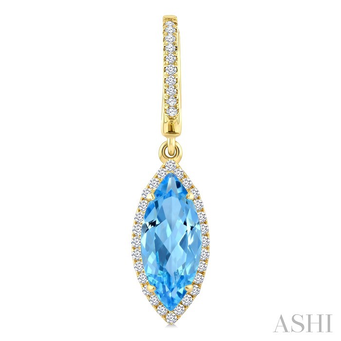Marquise Shape Gemstone & Halo Diamond Earrings
