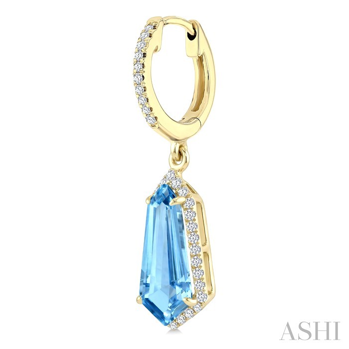 Evoque Gemstone Shield Shape & Halo Diamond Earrings