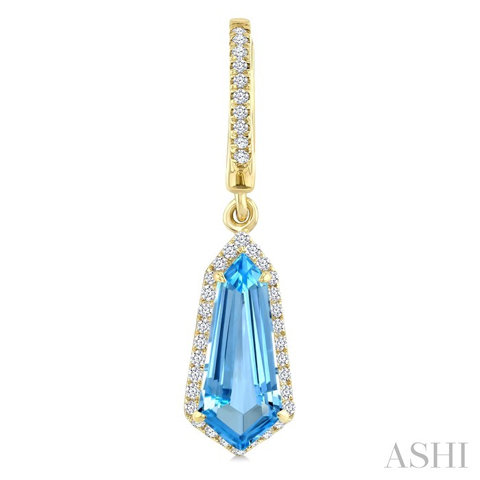 Evoque Gemstone Shield Shape & Halo Diamond Earrings
