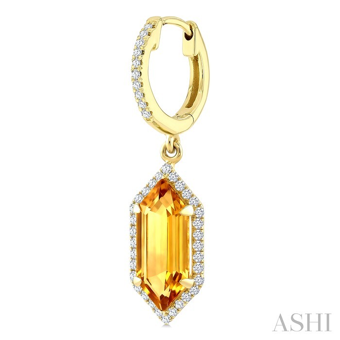 Evoque Gemstone Hexagon Shape & Halo Diamond Earrings