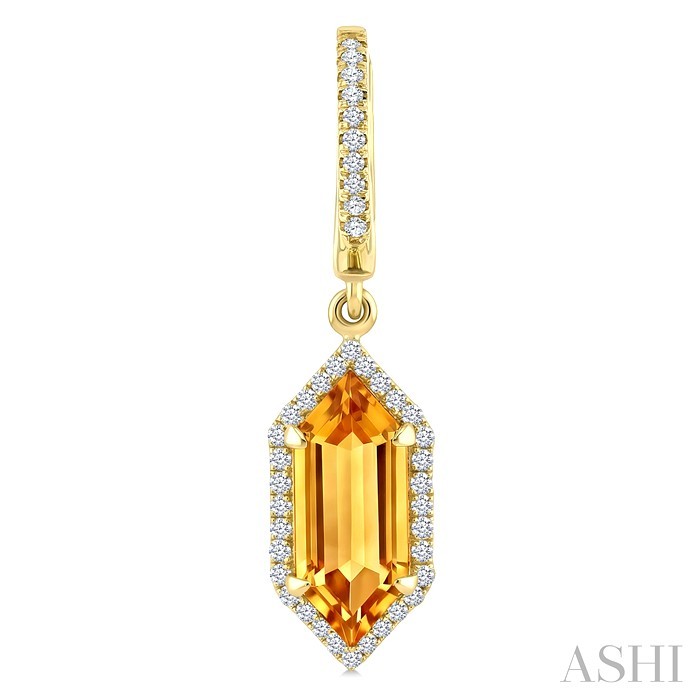 Evoque Gemstone Hexagon Shape & Halo Diamond Earrings