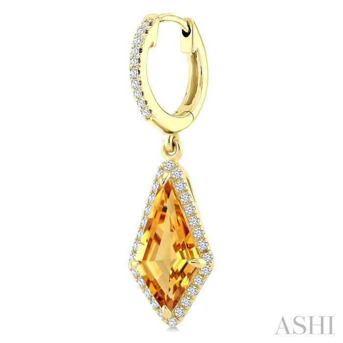 Evoque Gemstone Kite Shape & Halo Diamond Earrings
