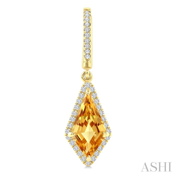 Evoque Gemstone Kite Shape & Halo Diamond Earrings
