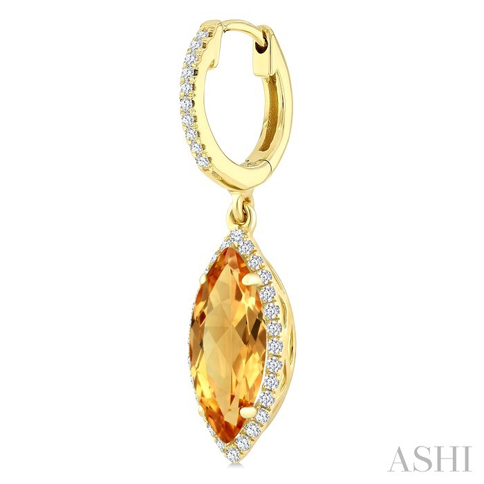 Evoque Gemstone Marquise Shape & Halo Diamond Earrings