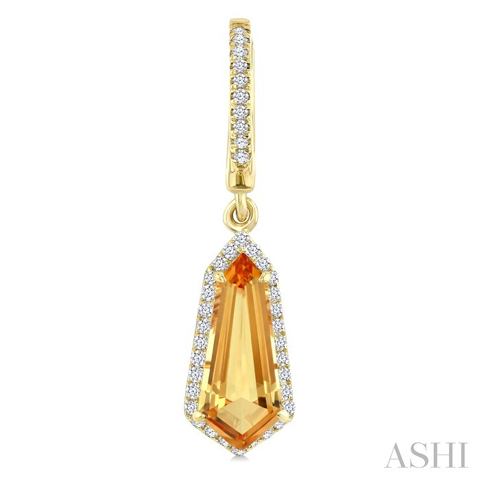 Evoque Gemstone Shield Shape & Halo Diamond Earrings