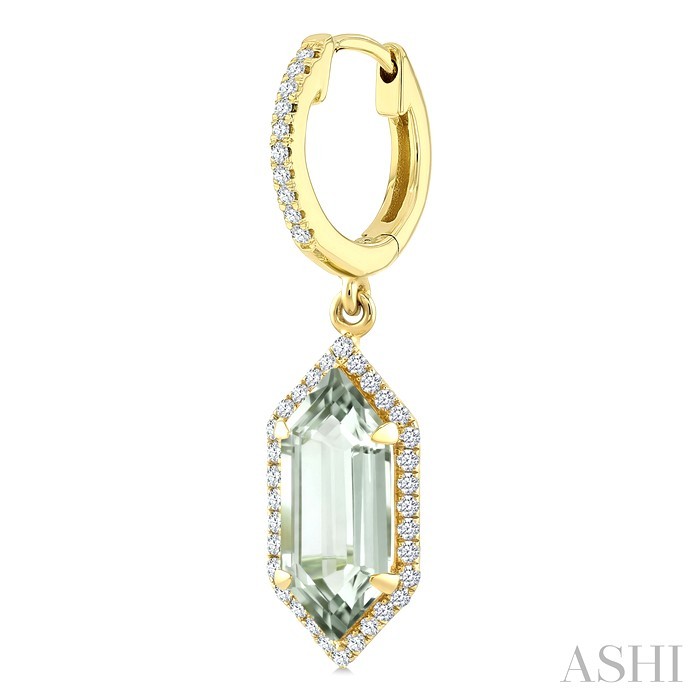 Evoque Gemstone Hexagon Shape & Halo Diamond Earrings
