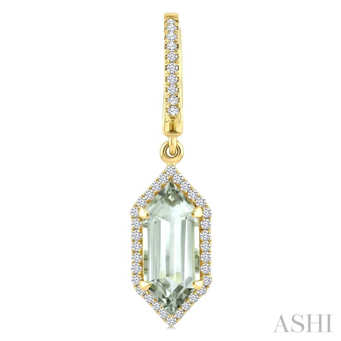 Evoque Gemstone Hexagon Shape & Halo Diamond Earrings
