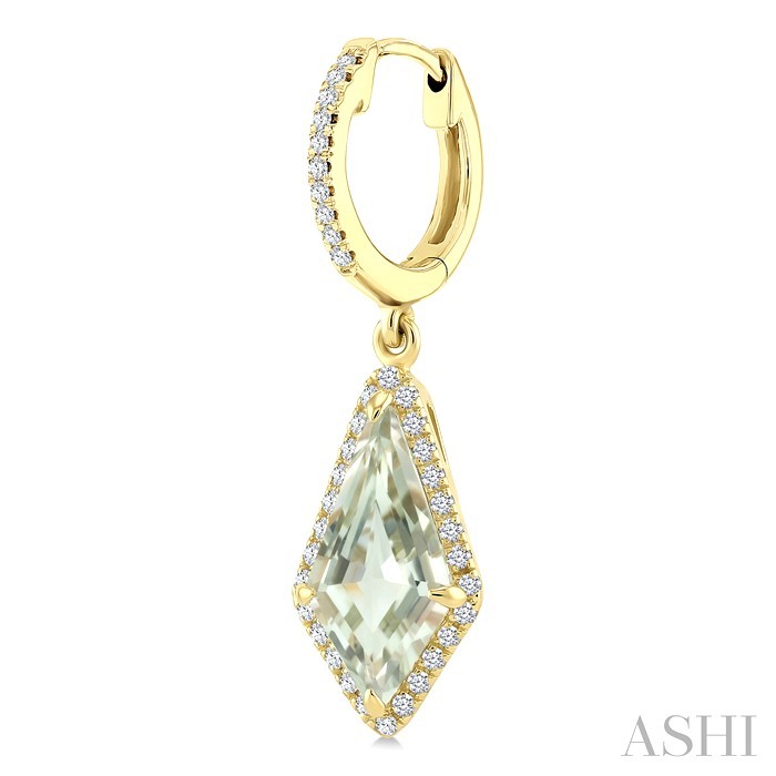 Evoque Gemstone Kite Shape & Halo Diamond Earrings