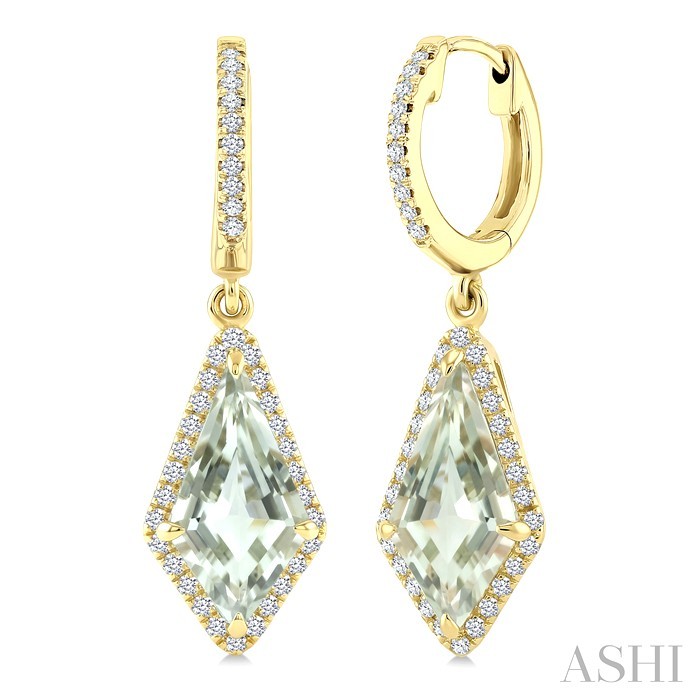 Evoque Gemstone Kite Shape & Halo Diamond Earrings