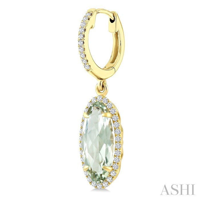 Evoque Gemstone Oval Shape & Halo Diamond Earrings
