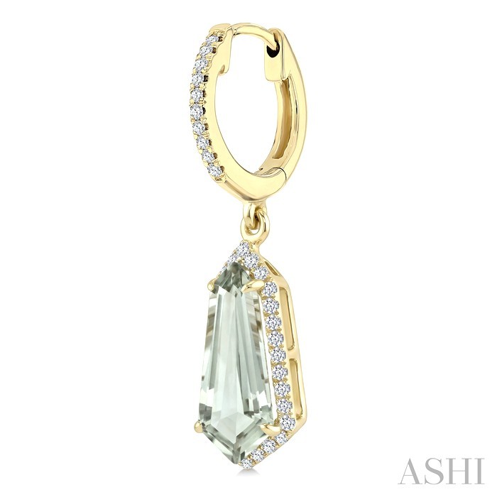Evoque Gemstone Shield Shape & Halo Diamond Earrings
