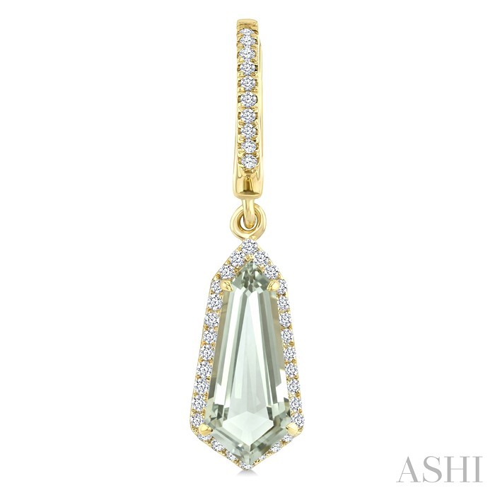 Evoque Gemstone Shield Shape & Halo Diamond Earrings