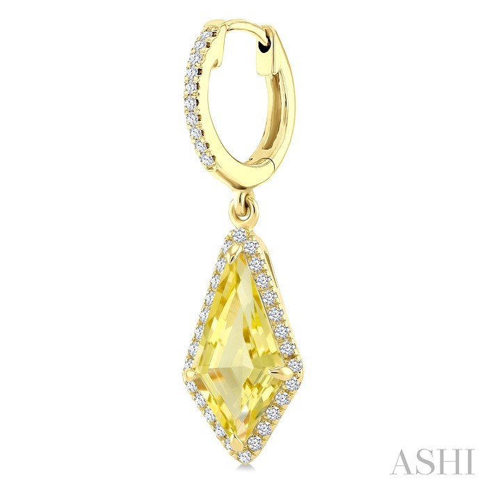 Evoque Gemstone Kite Shape & Halo Diamond Earrings