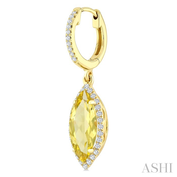 Evoque Gemstone Marquise Shape & Halo Diamond Earrings