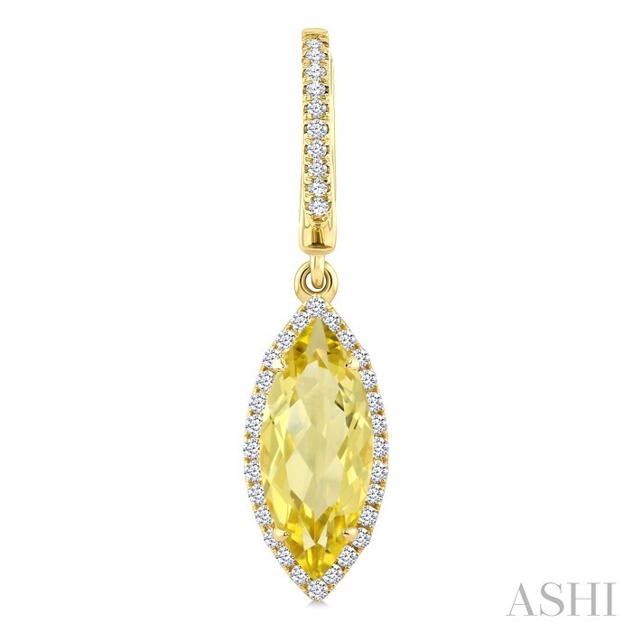 Evoque Gemstone Marquise Shape & Halo Diamond Earrings