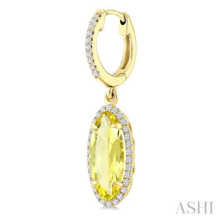 Evoque Gemstone Oval Shape & Halo Diamond Earrings