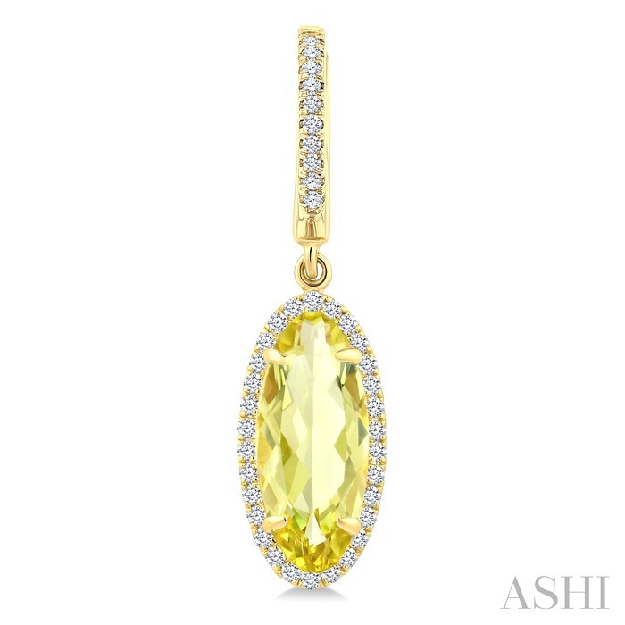 Evoque Gemstone Oval Shape & Halo Diamond Earrings