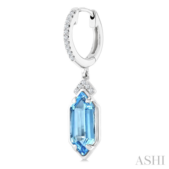 Hexagon Shape Gemstone &  Diamond Earrings