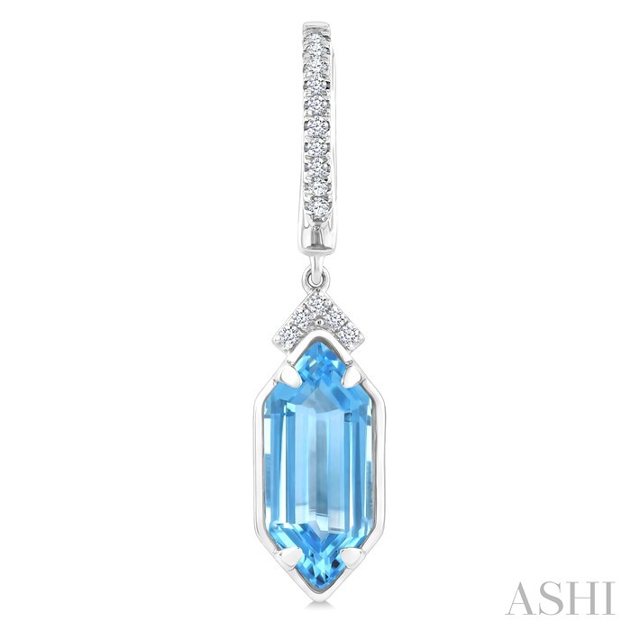 Hexagon Shape Gemstone &  Diamond Earrings