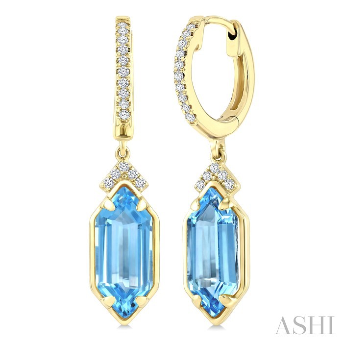 Hexagon Shape Gemstone &  Diamond Earrings