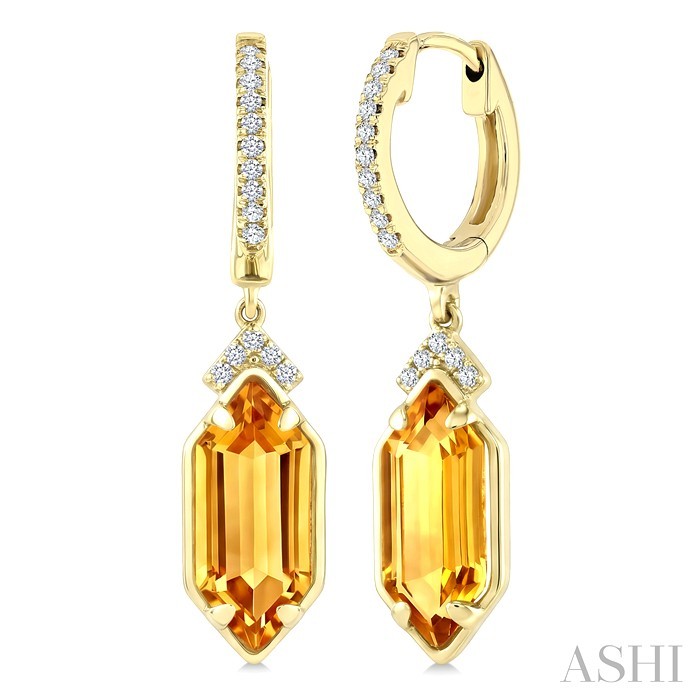Evoque Gemstone Hexagon Shape &  Diamond Earrings