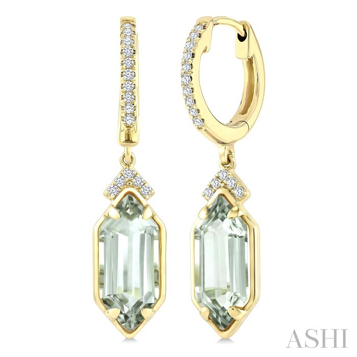 Evoque Gemstone Hexagon Shape &  Diamond Earrings