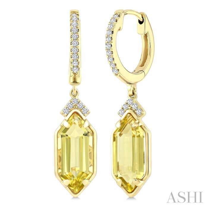 Evoque Gemstone Hexagon Shape &  Diamond Earrings