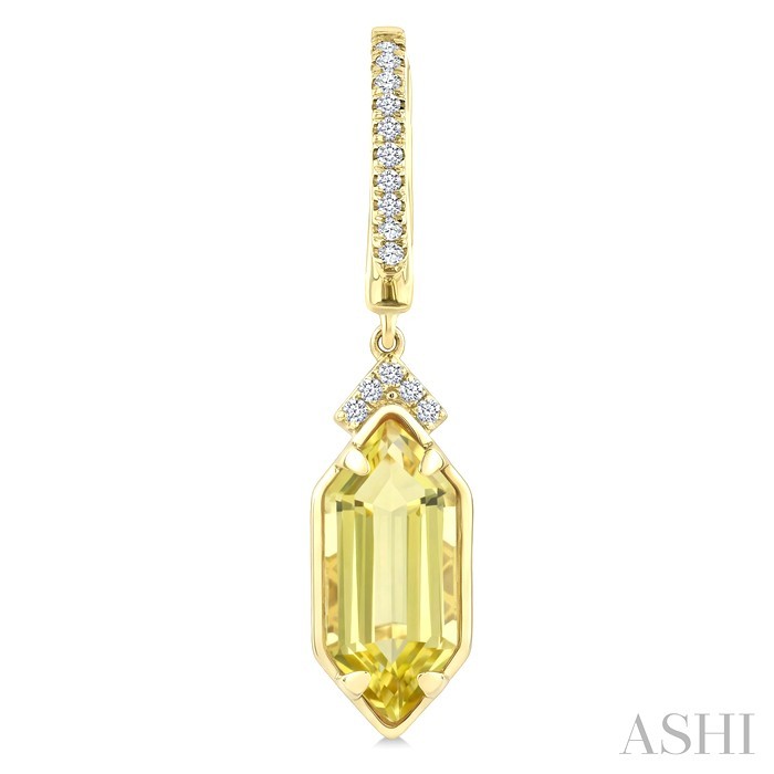 Evoque Gemstone Hexagon Shape &  Diamond Earrings