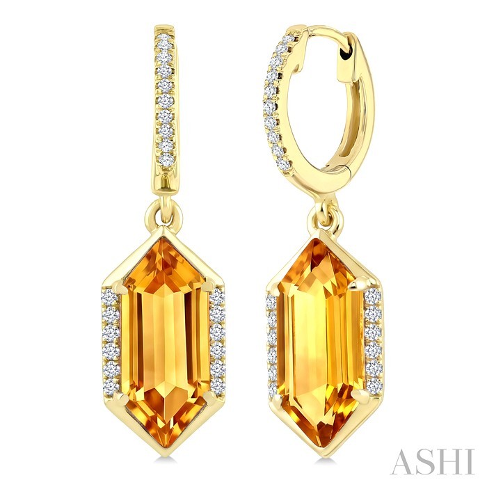 Evoque Gemstone Hexagon Shape &  Diamond Earrings