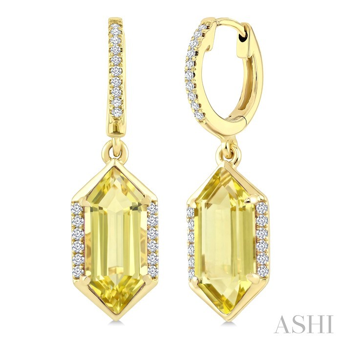 Evoque Gemstone Hexagon Shape &  Diamond Earrings