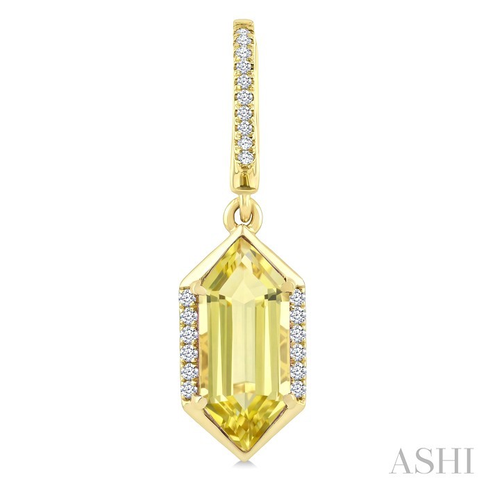 Evoque Gemstone Hexagon Shape &  Diamond Earrings