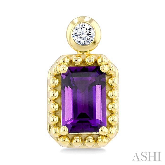 Bead Bijoux Emerald Shape Gemstone & Diamond Earrings